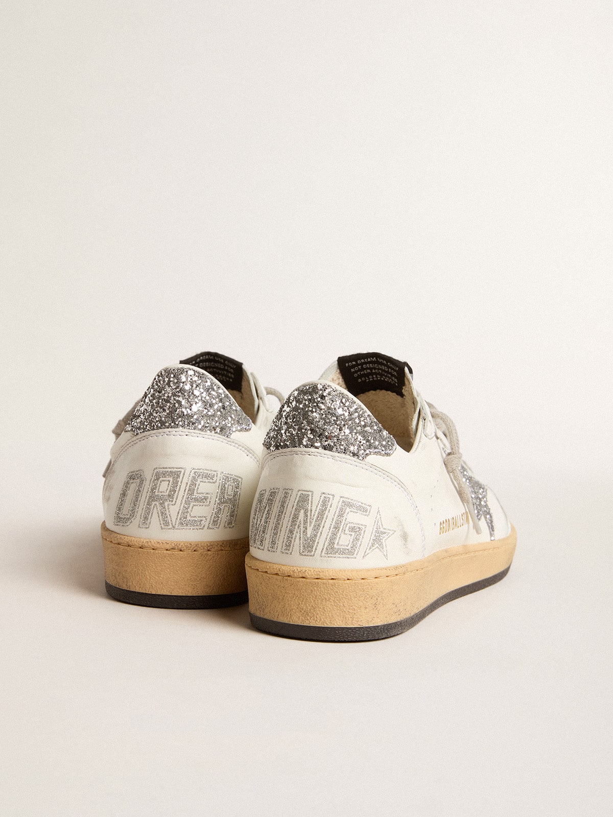 Golden Goose - Women’s Ball Star Wishes in nappa leather with white star and glitter heel tab in 