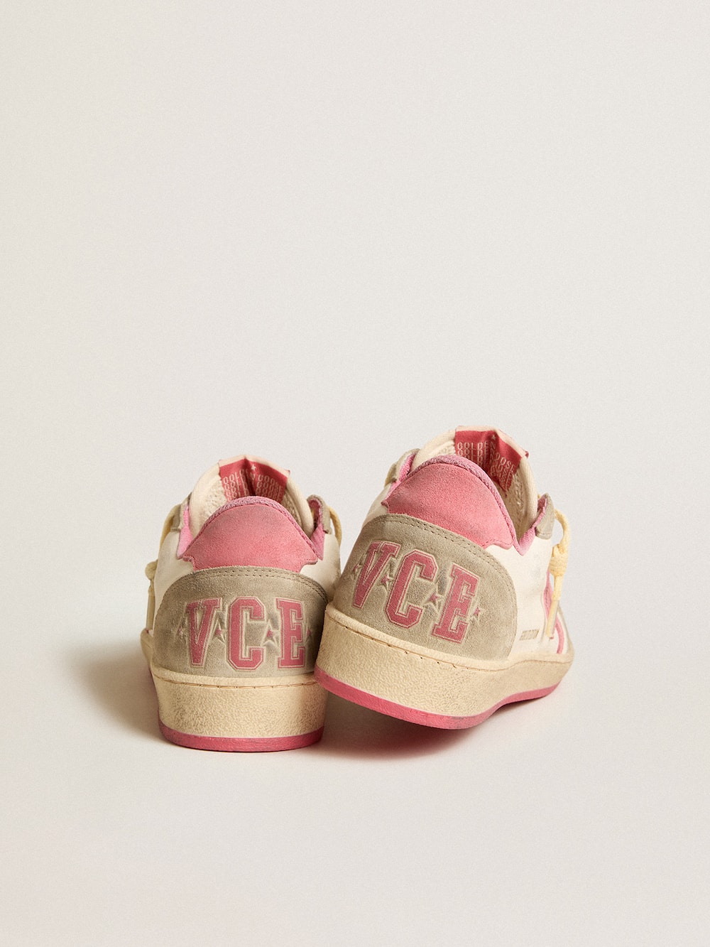 Golden Goose - Women's Ball Star LTD in nappa with pink suede star and dove-gray inserts in 