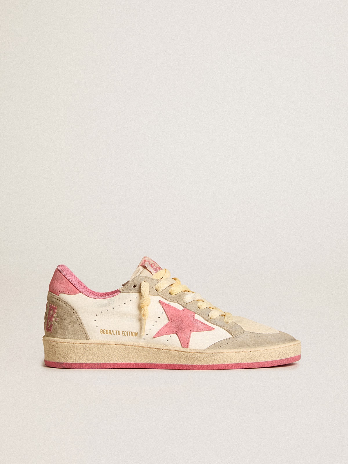 Women s Ball Star LTD in nappa with pink suede star and dove gray inserts Golden Goose