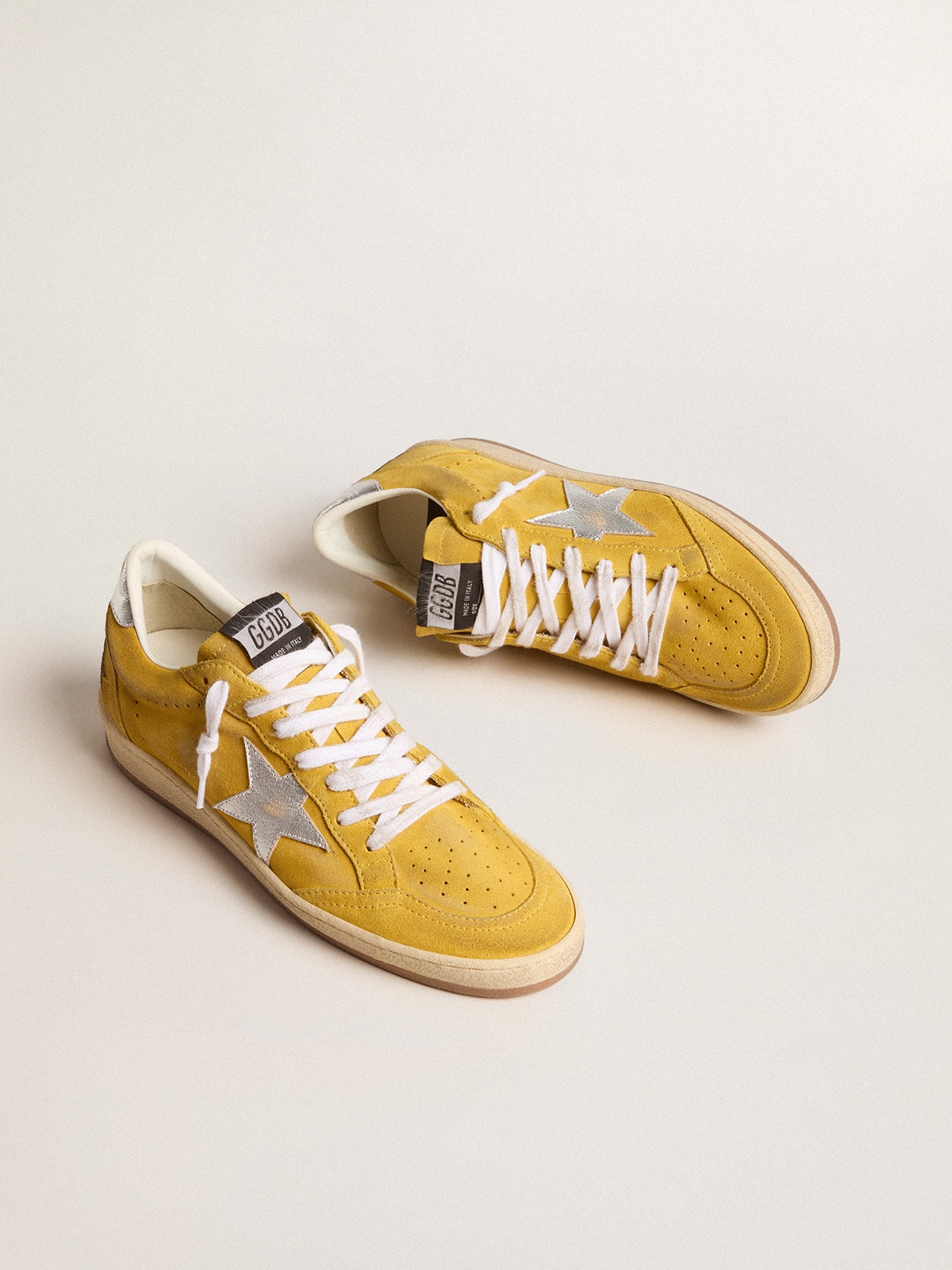 Golden Goose - Ball Star in honey suede with silver leather star and heel tab in 