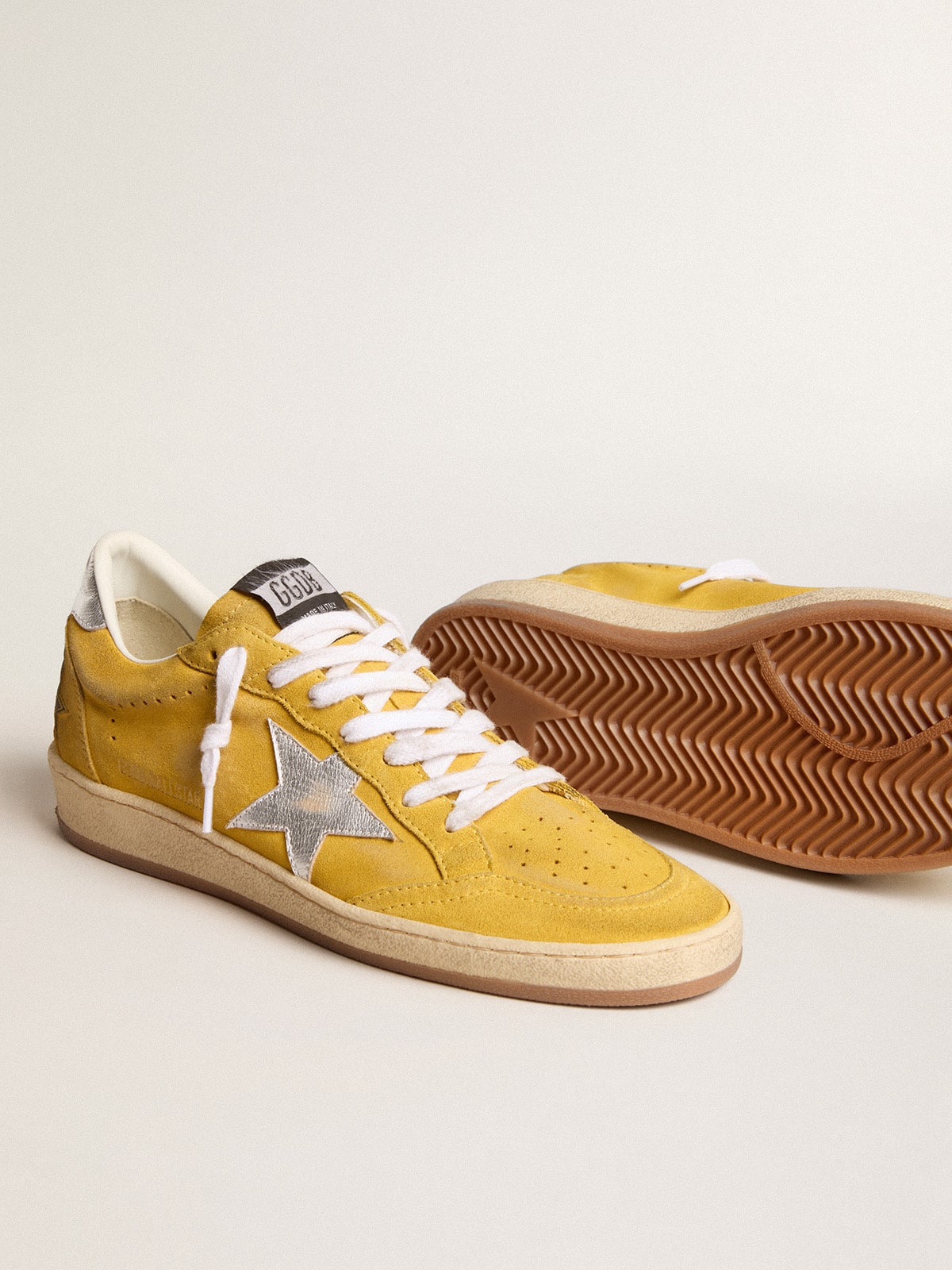 Golden Goose - Ball Star in honey suede with silver leather star and heel tab in 