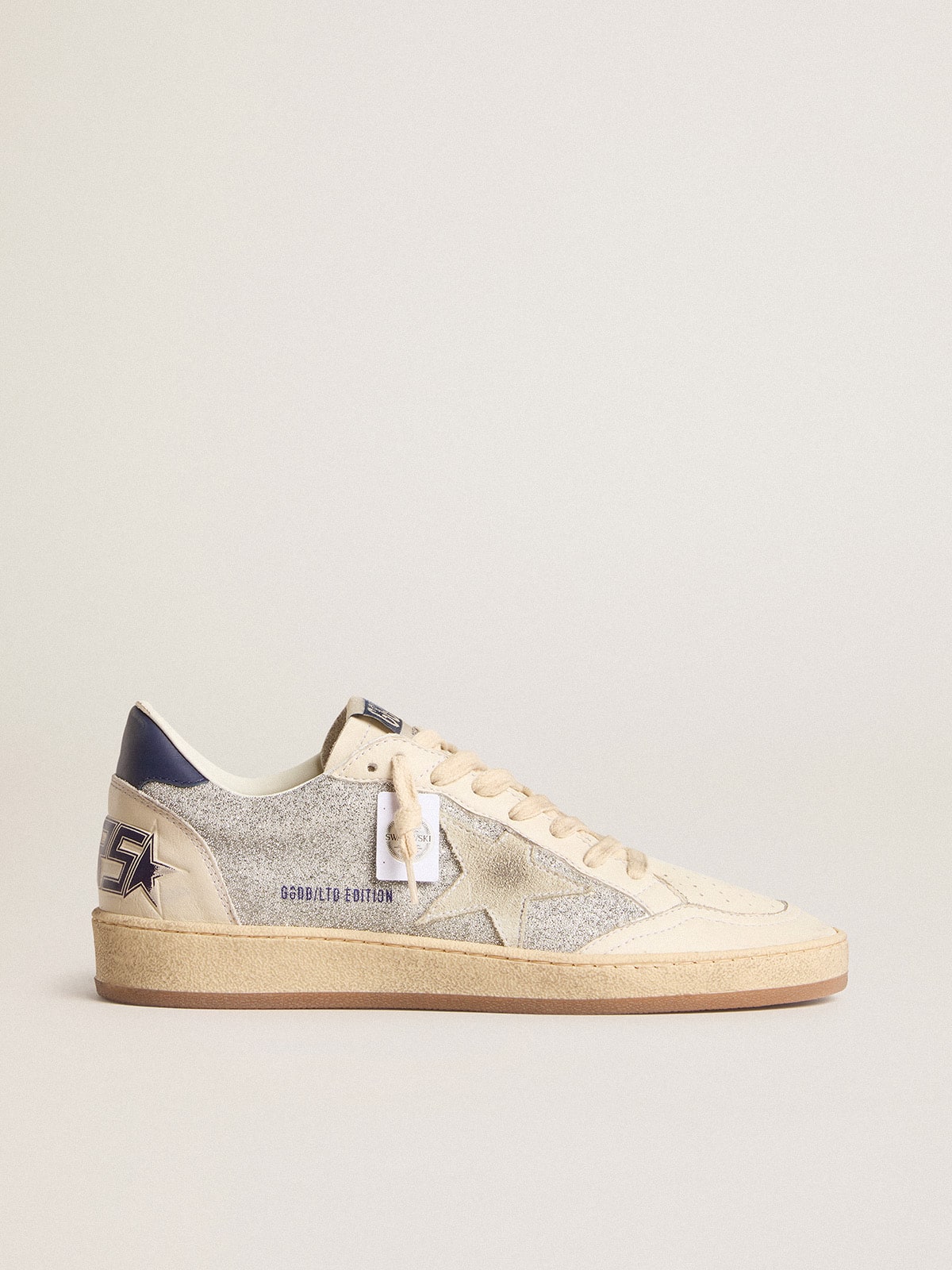 Golden Goose - Women's Ball Star LTD in Swarovski crystals and leather with white suede star in 