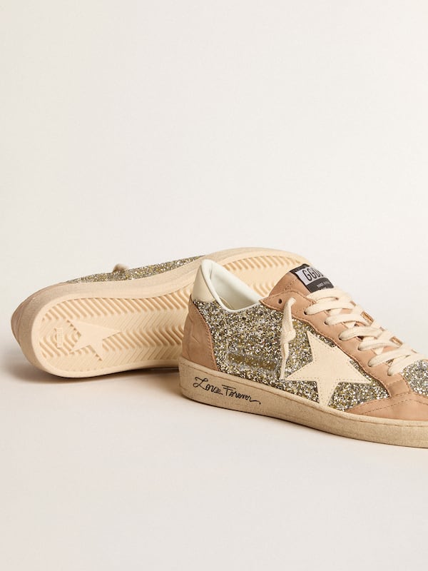 Golden Goose - Ball Star in platinum glitter with cream leather star and nubuck toe in 