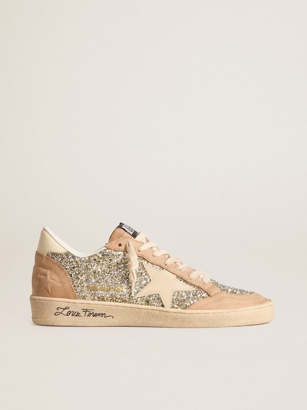 Golden Goose - Ball Star in platinum glitter with cream leather star and nubuck toe in 