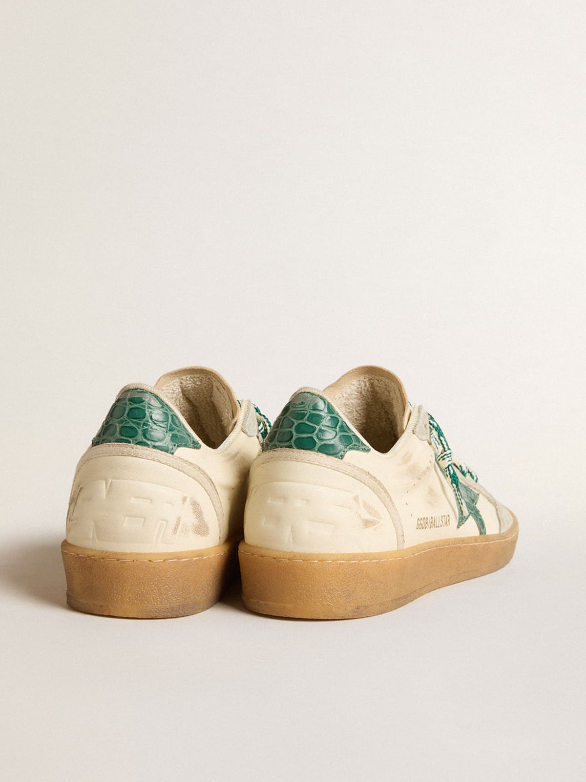 Golden Goose - Women's Ball Star LTD in nappa with green crocodile-print leather star in 