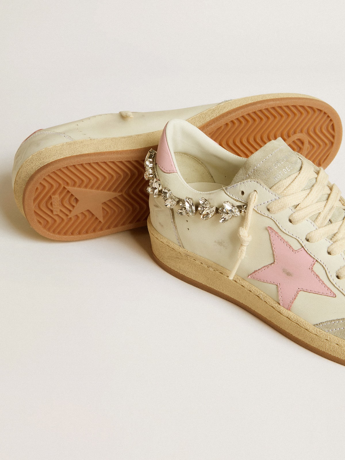 Golden Goose - Women's Ball Star LTD with pink leather star and crystal decoration in 