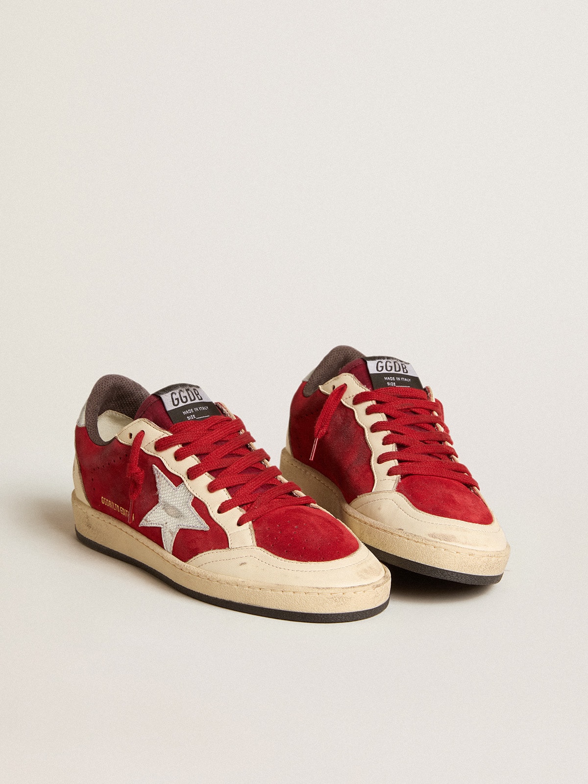 Golden Goose - Ball Star in burgundy suede with silver leather star and heel tab in 