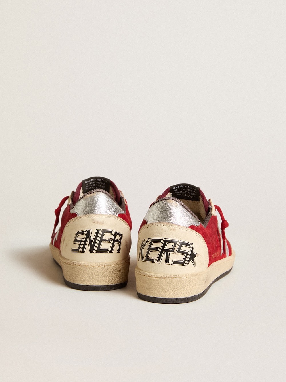 Golden Goose - Ball Star in burgundy suede with silver leather star and heel tab in 