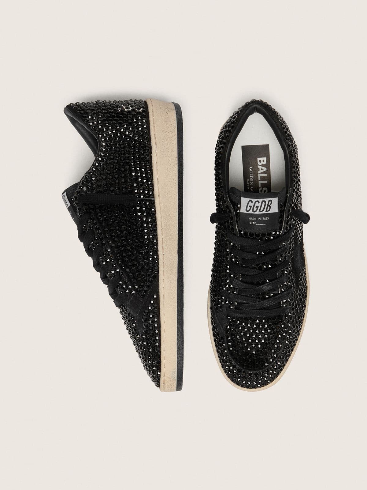 シューズ・サンダルその他 Golden  Ball Star sneakers black in suede and glitter Ball Star in suede with black Swarovski crystals and black
