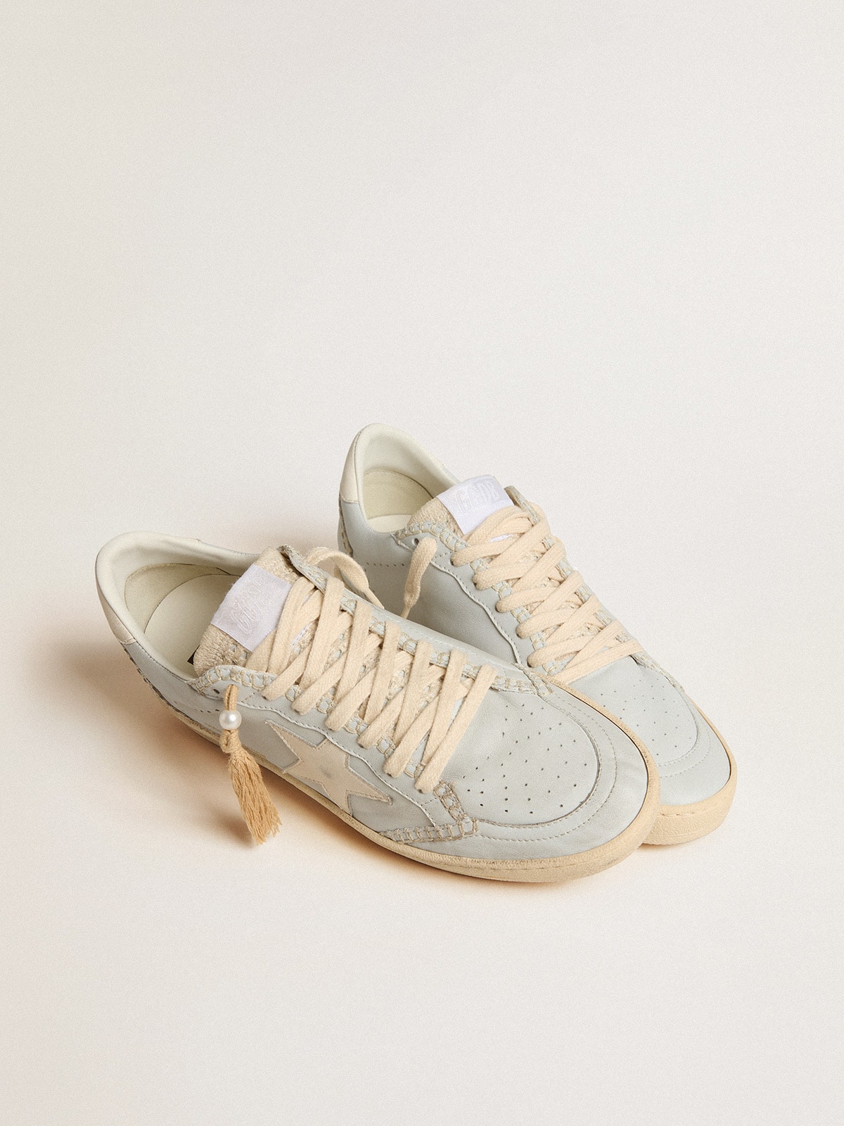 Golden Goose - Ball Star LTD in baby blue nappa with white star in 