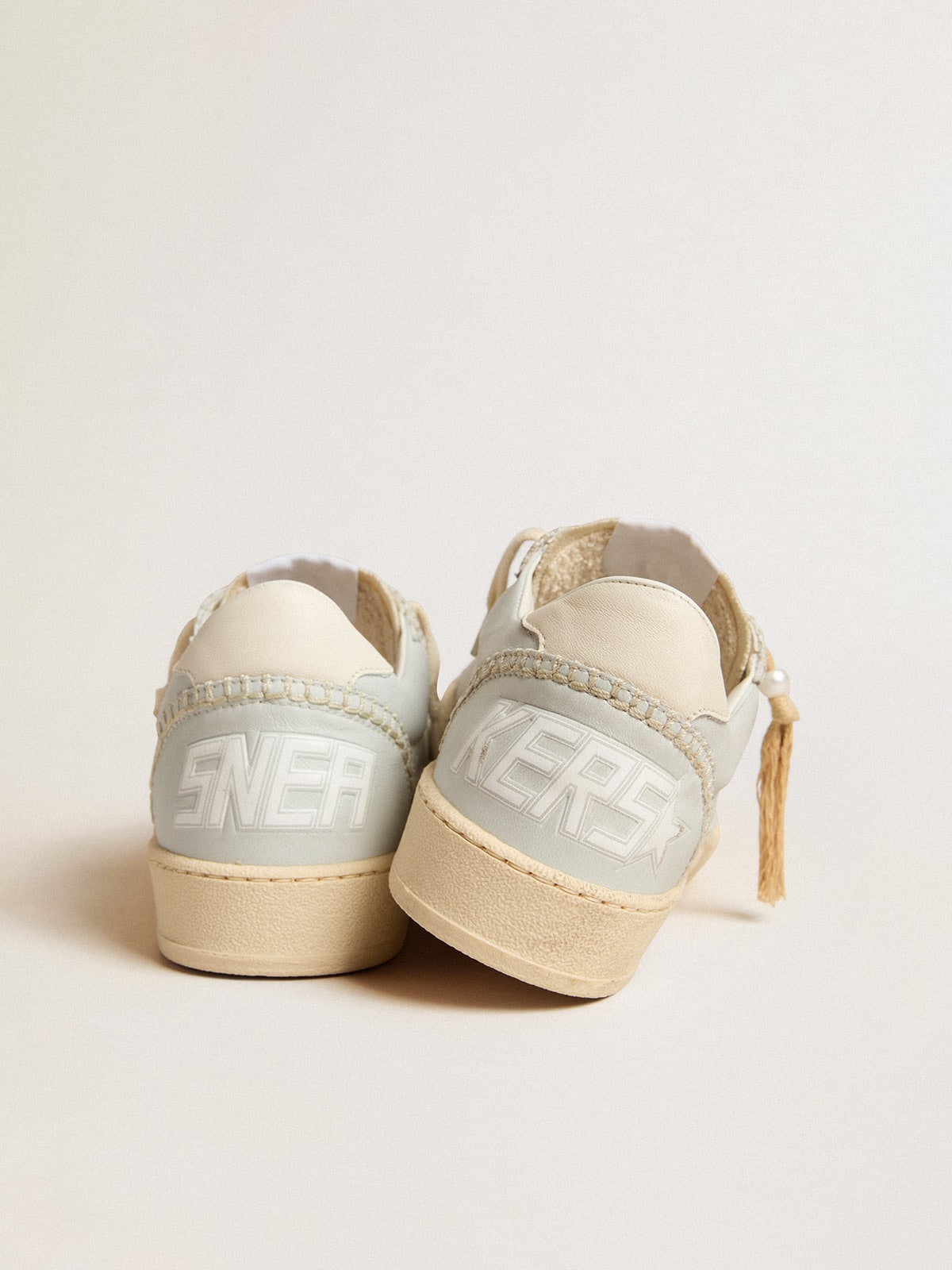 Ball Star LTD in baby blue nappa with white star | Golden Goose