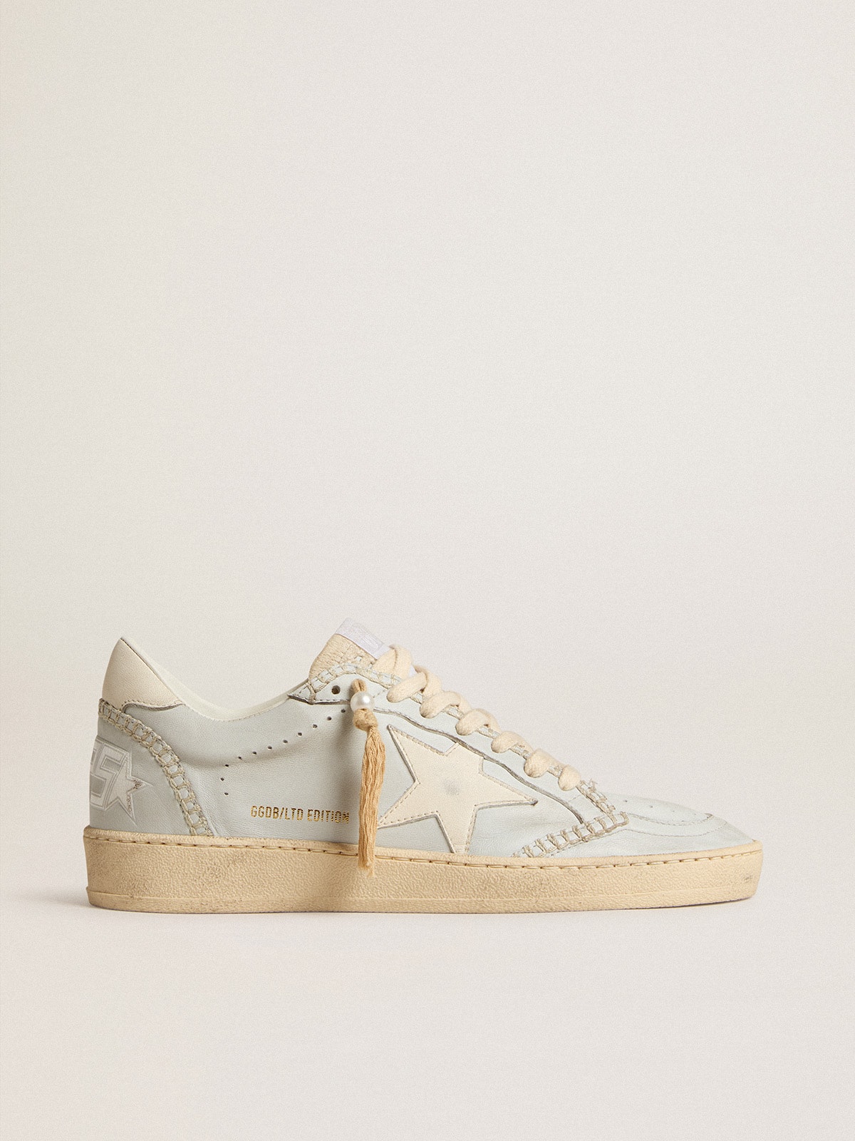 Golden Goose - Ball Star LTD in baby blue nappa with white star in 