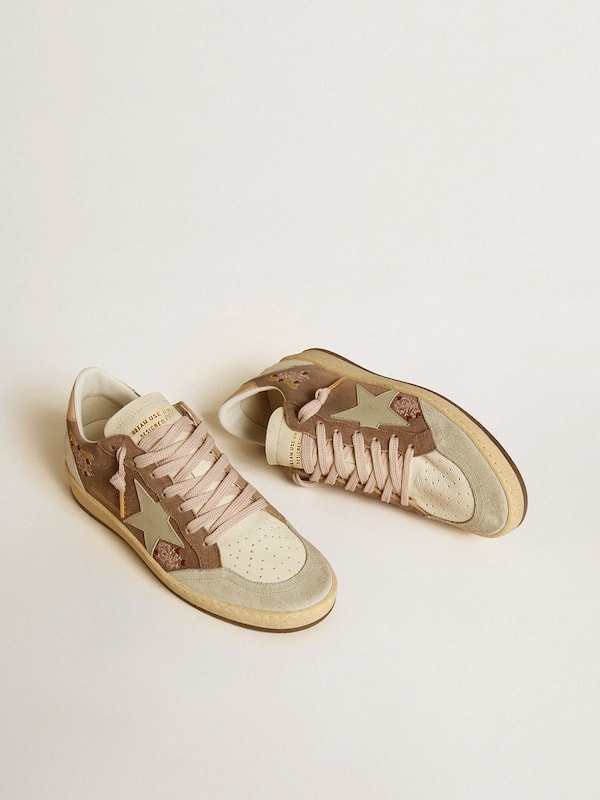 Golden Goose - Women's Ball Star in brown suede with leather star and heel tab in 