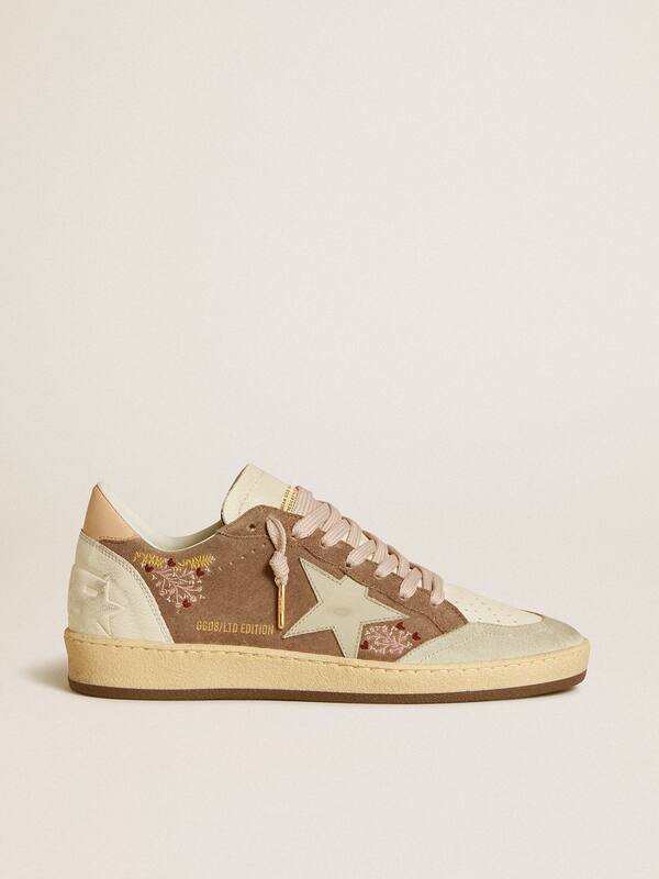 Golden Goose - Women's Ball Star in brown suede with leather star and heel tab in 