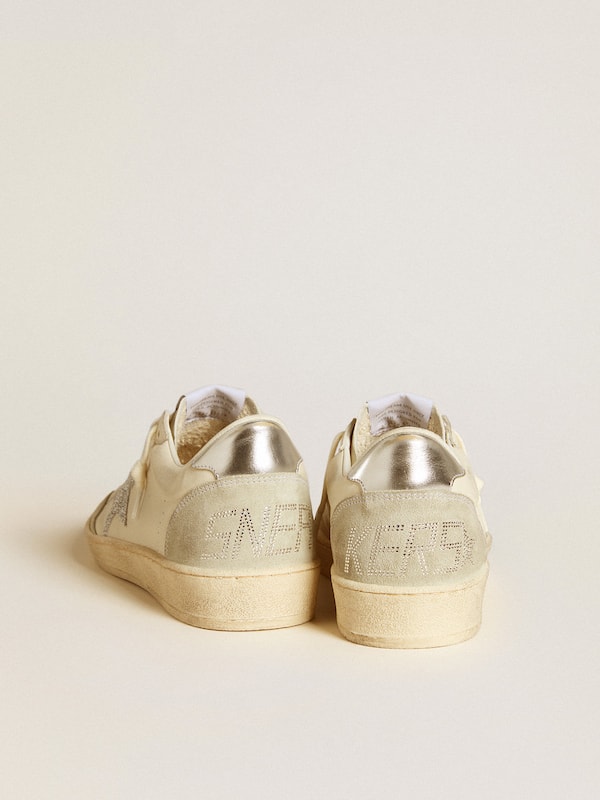 Golden Goose - Women's Ball Star with silver Swarovski micro-crystal star and metallic silver leather heel tab in 