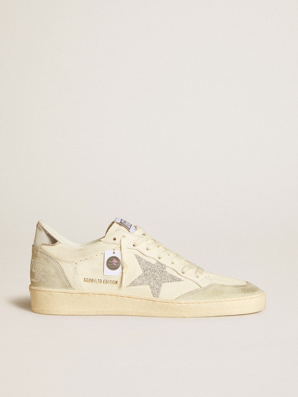 Golden Goose - Women's Ball Star with silver Swarovski micro-crystal star and metallic silver leather heel tab in 
