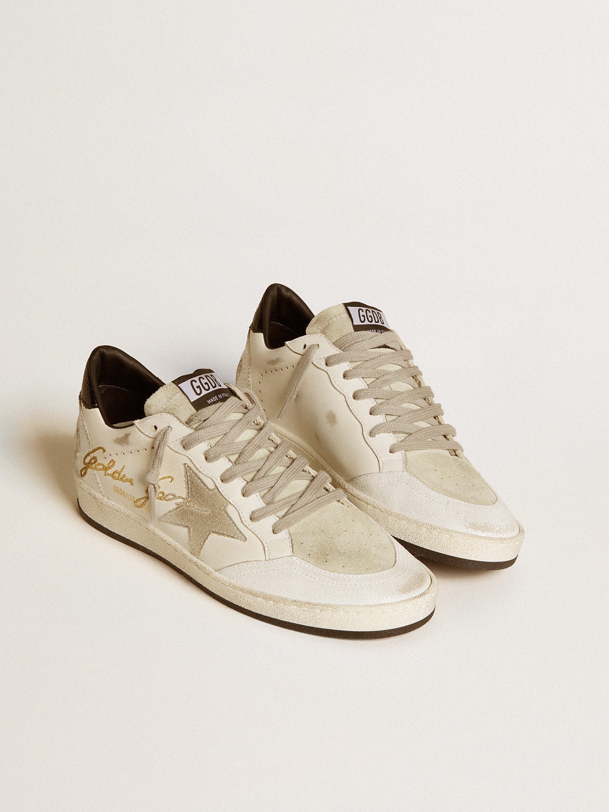 Golden Goose - Women’s Ball Star LTD with suede star and textured leather heel tab in 