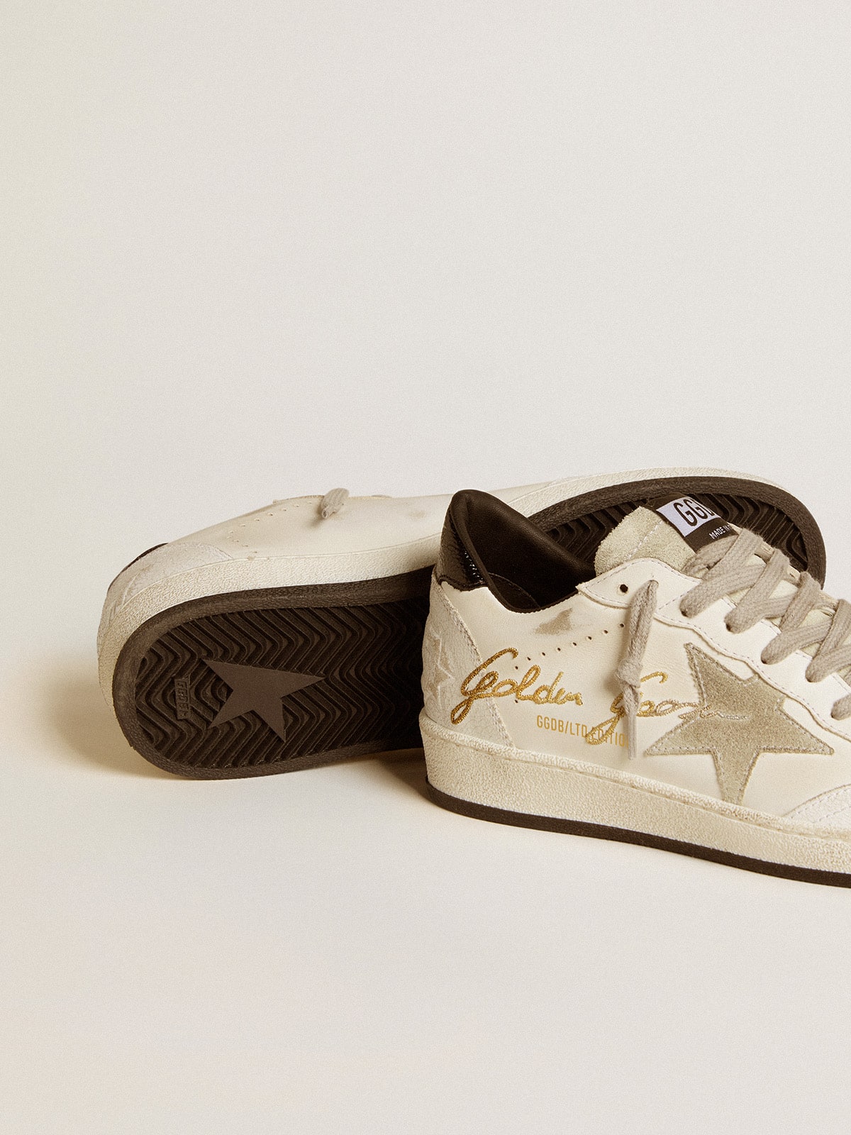 Golden Goose - Women’s Ball Star LTD with suede star and textured leather heel tab in 