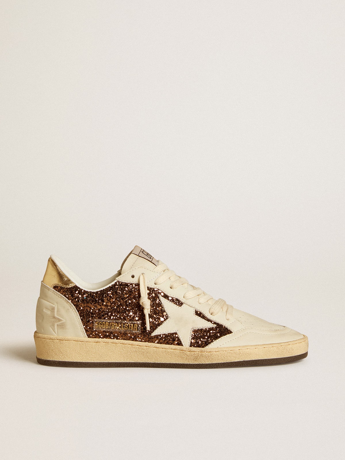 Golden Goose - Ball Star in glitter with leather star and metallic leather heel tab in 