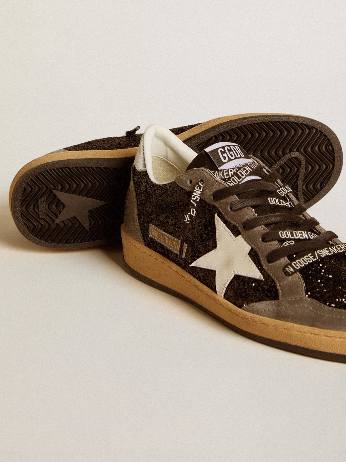 Golden Goose - Ball Star in glitter with leather star and metallic leather heel tab in 