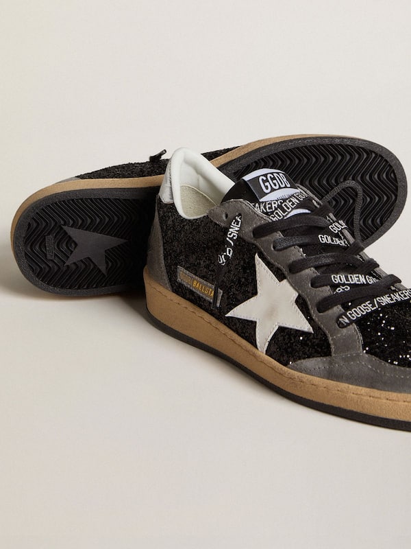 Golden Goose - Women's Ball Star in glitter with leather star and metallic leather heel tab in 