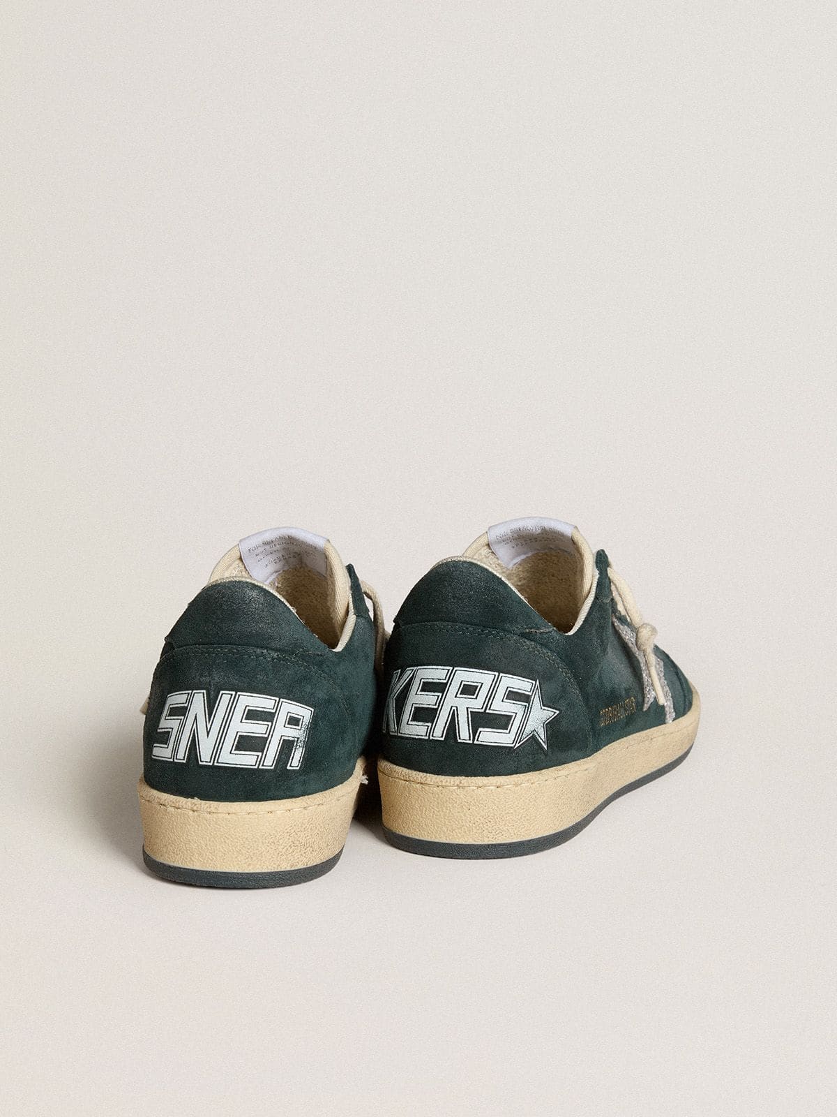 Ball Star in green suede with silver glitter star Golden Goose