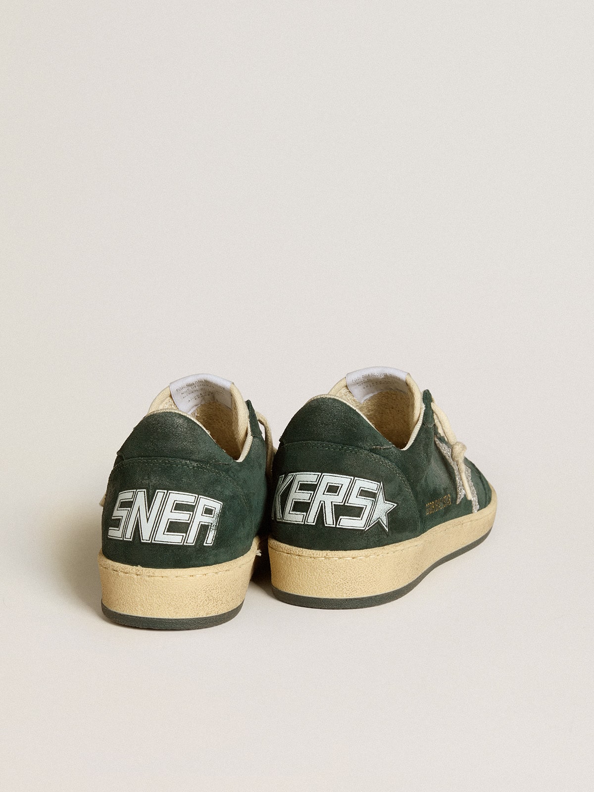 Golden Goose - Ball Star de ante verde con estrella con purpurina plateada in 