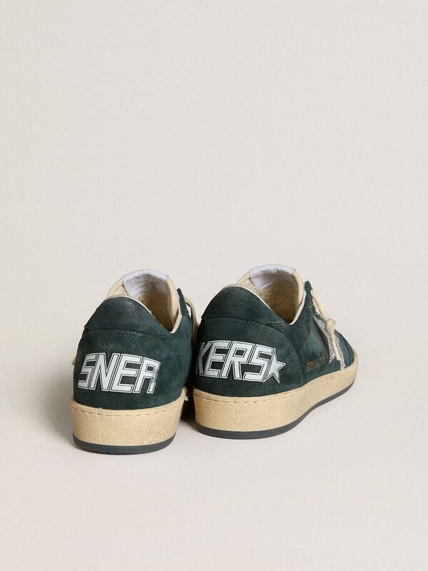 Golden Goose - Women's Ball Star in green suede with silver glitter star in 
