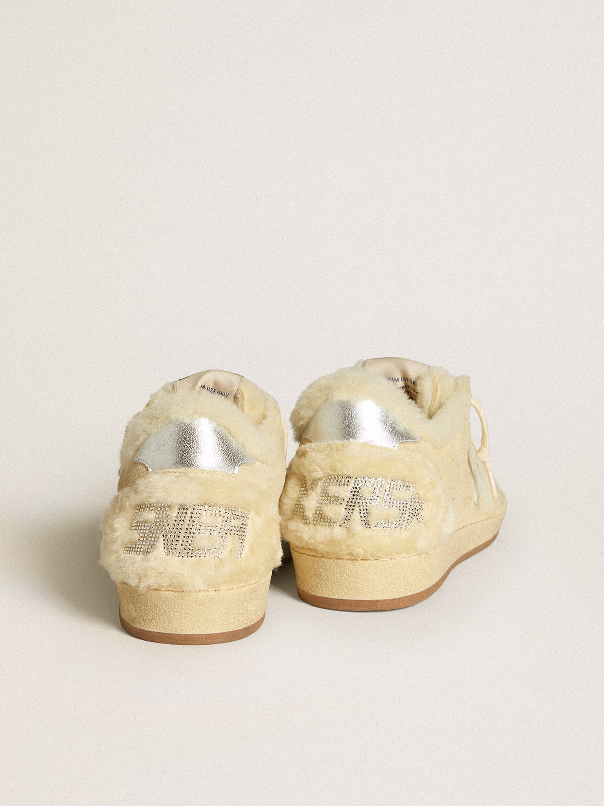 Golden Goose - Ball Star LTD in suede and shearling with white patent leather star in 