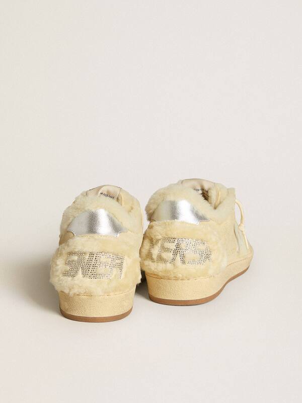 Golden Goose - Women's Ball Star LTD in suede and shearling with white patent leather star in 