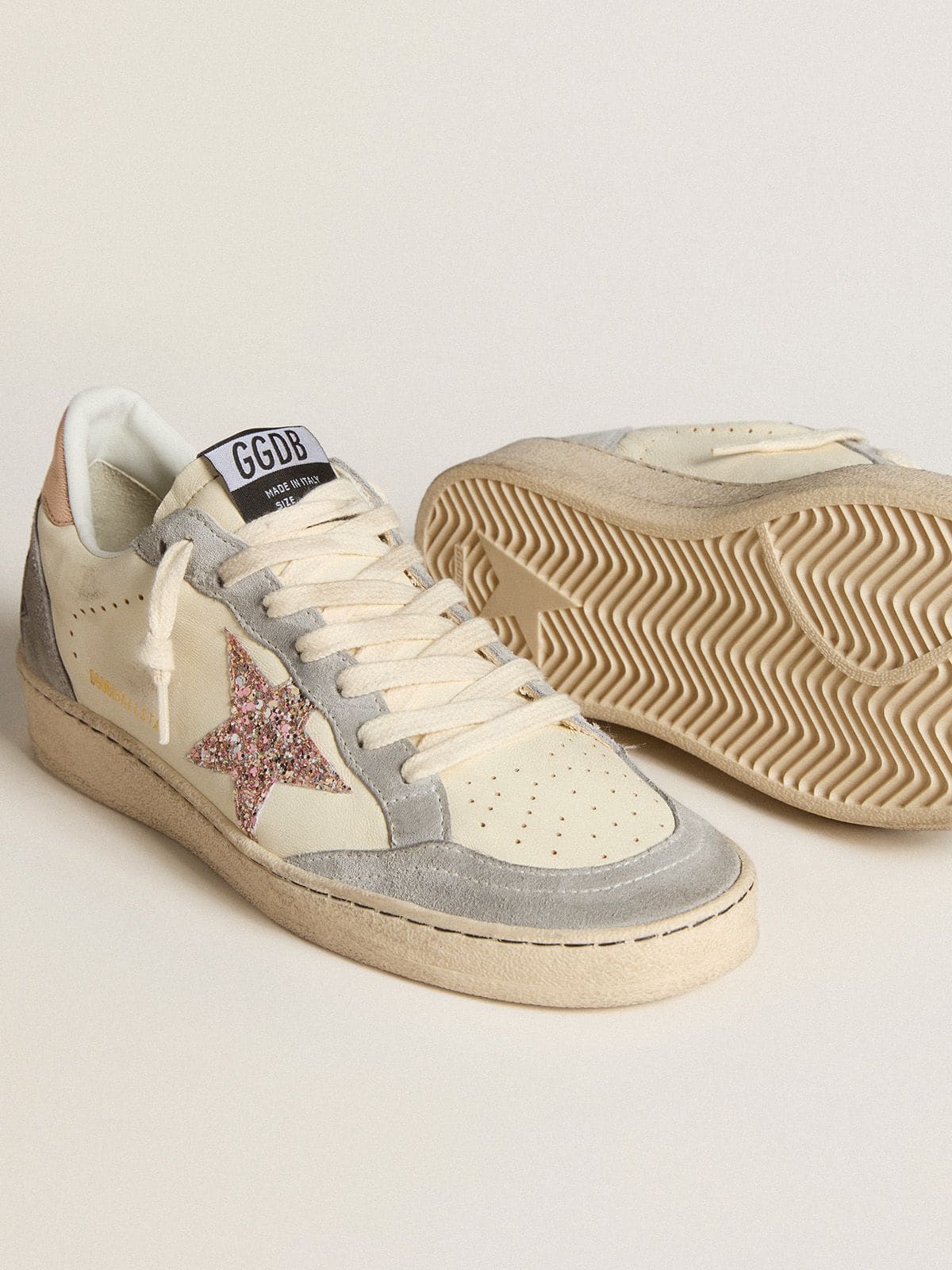 Golden Goose - Ball Star in nappa con stella in glitter e talloncino laminato in 