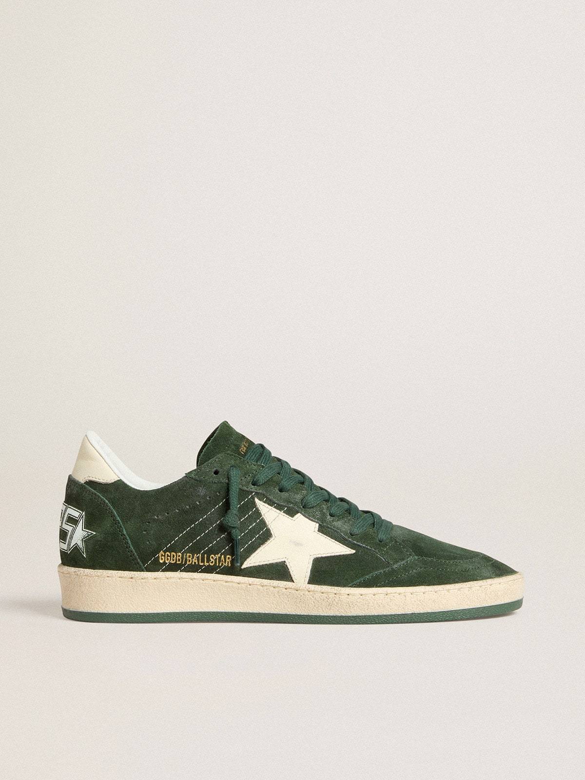 Golden Goose - Women's Ball Star in green suede with white leather star and heel tab in 