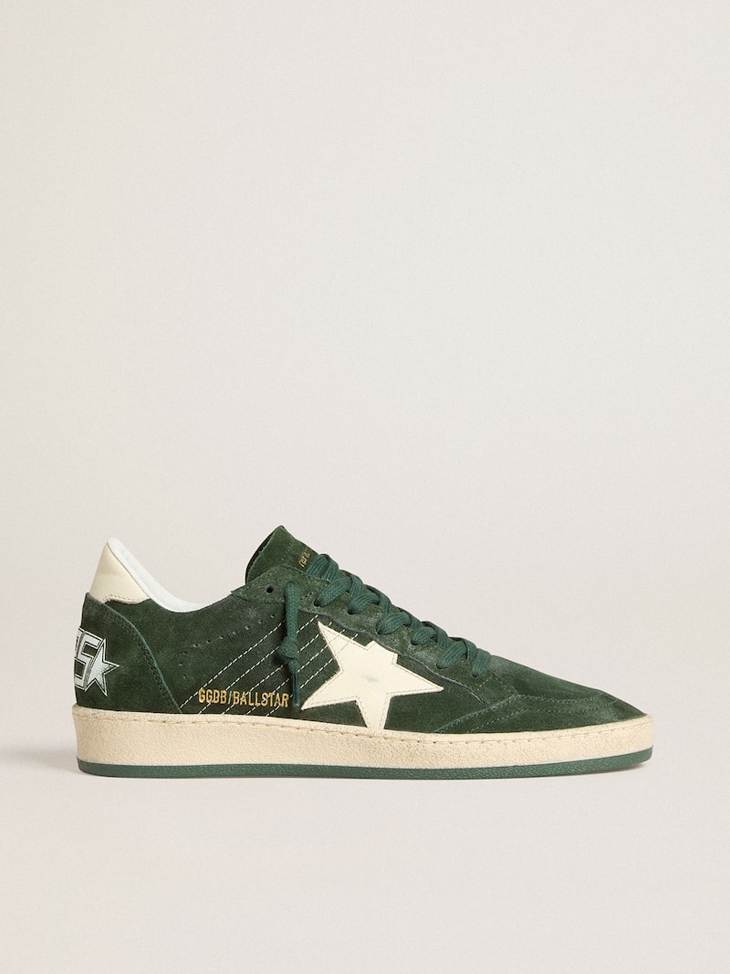 Women's Ball Star in green suede with white leather star and heel tab