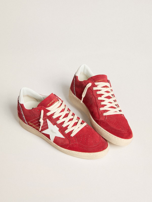 Golden Goose - Ball Star in red suede with white leather star and heel tab in 