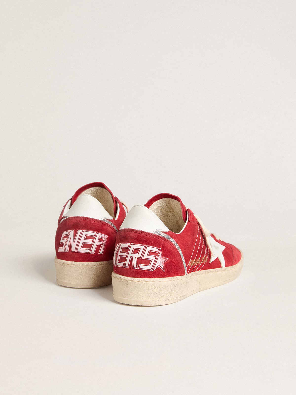 Golden Goose - Ball Star in red suede with white leather star and heel tab in 