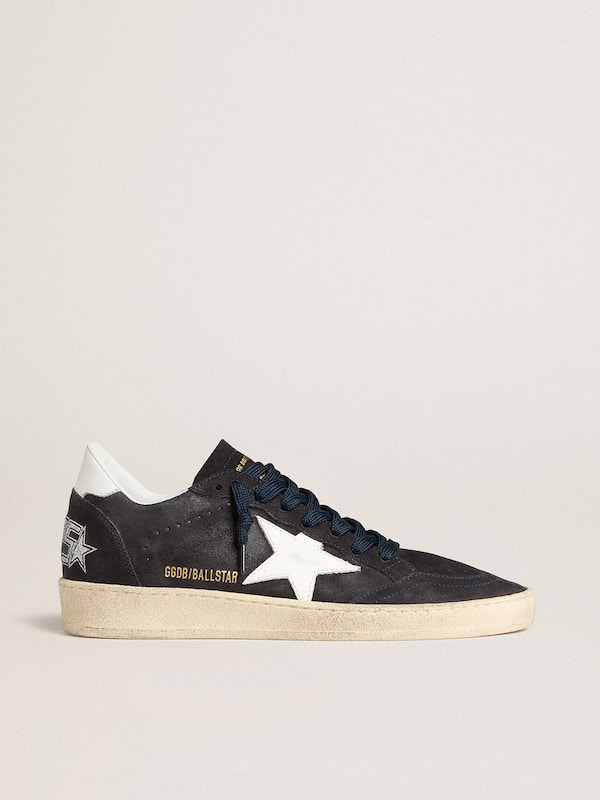 Golden Goose - Women's Ball Star in dark blue suede with leather star and heel tab in 