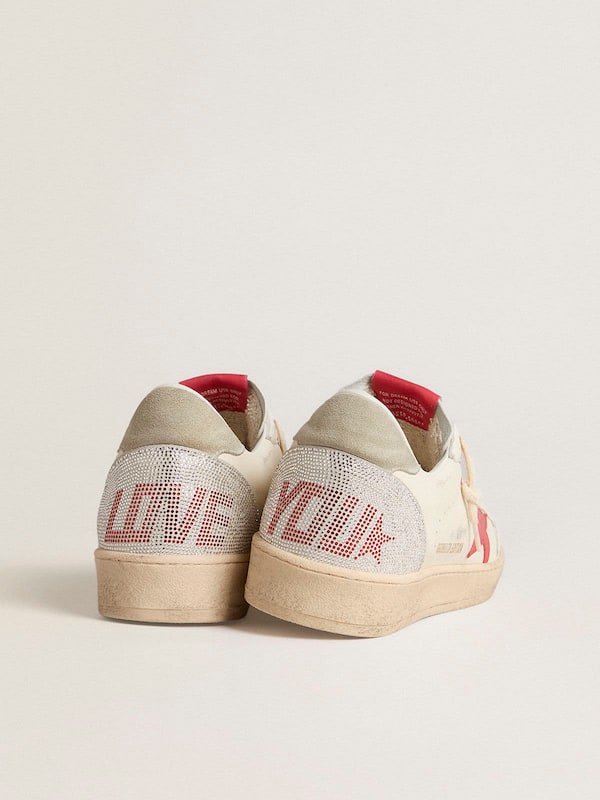 Golden Goose - Valentine’s Day Women’s Ball Star with red leather star and red Swarovski lettering in 