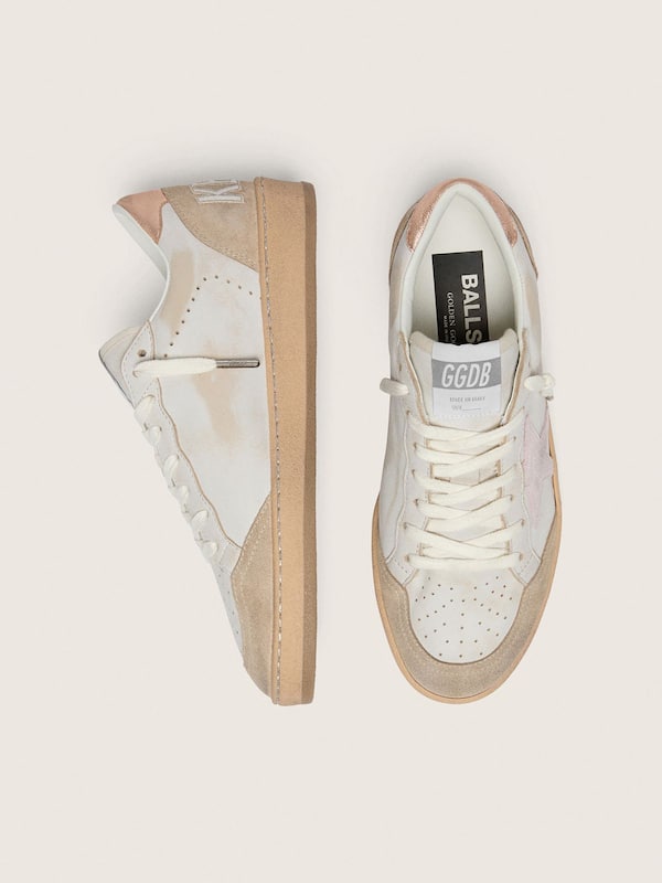 Golden Goose - Ball Star with pink suede star and silver glitter edges and rose gold heel tab in 