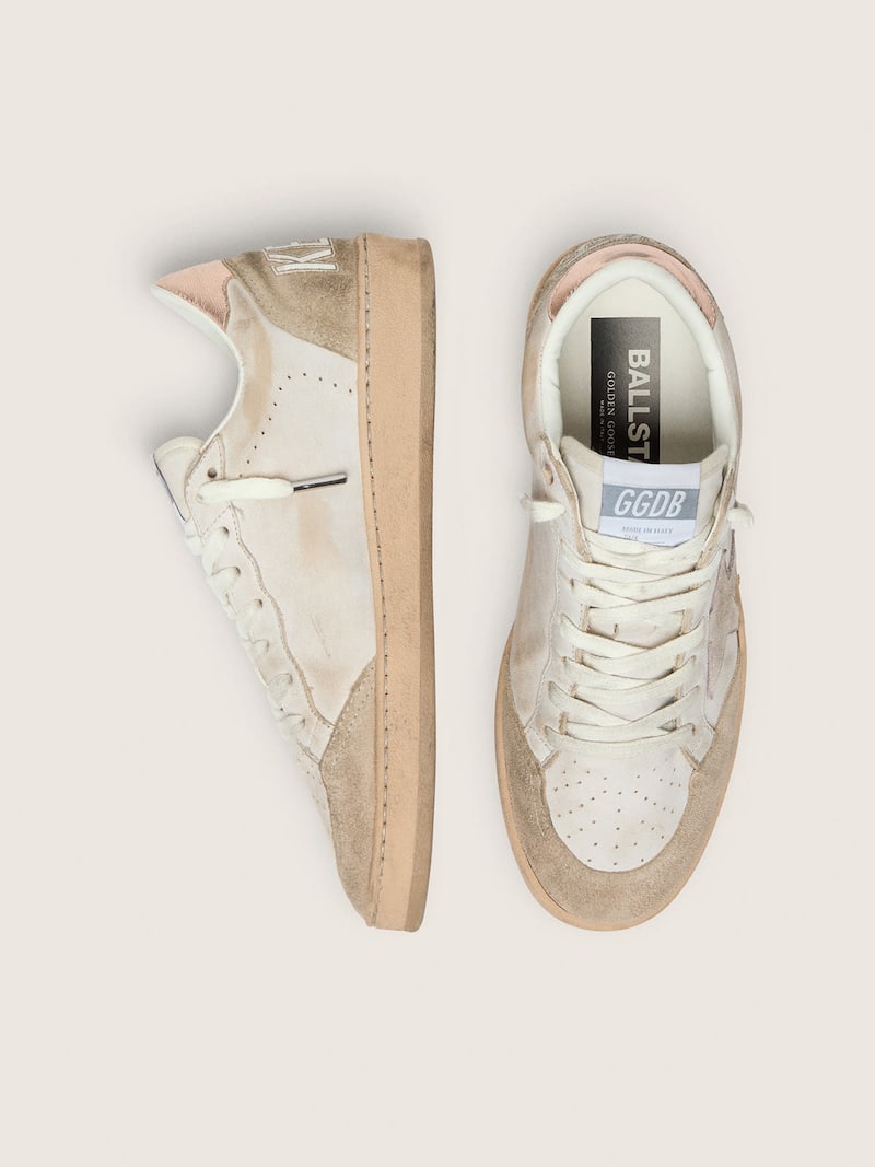 Golden Goose - Ball Star con estrella de ante rosa y bordes con purpurina plateada y refuerzo del tal&oacute;n oro rosa in 