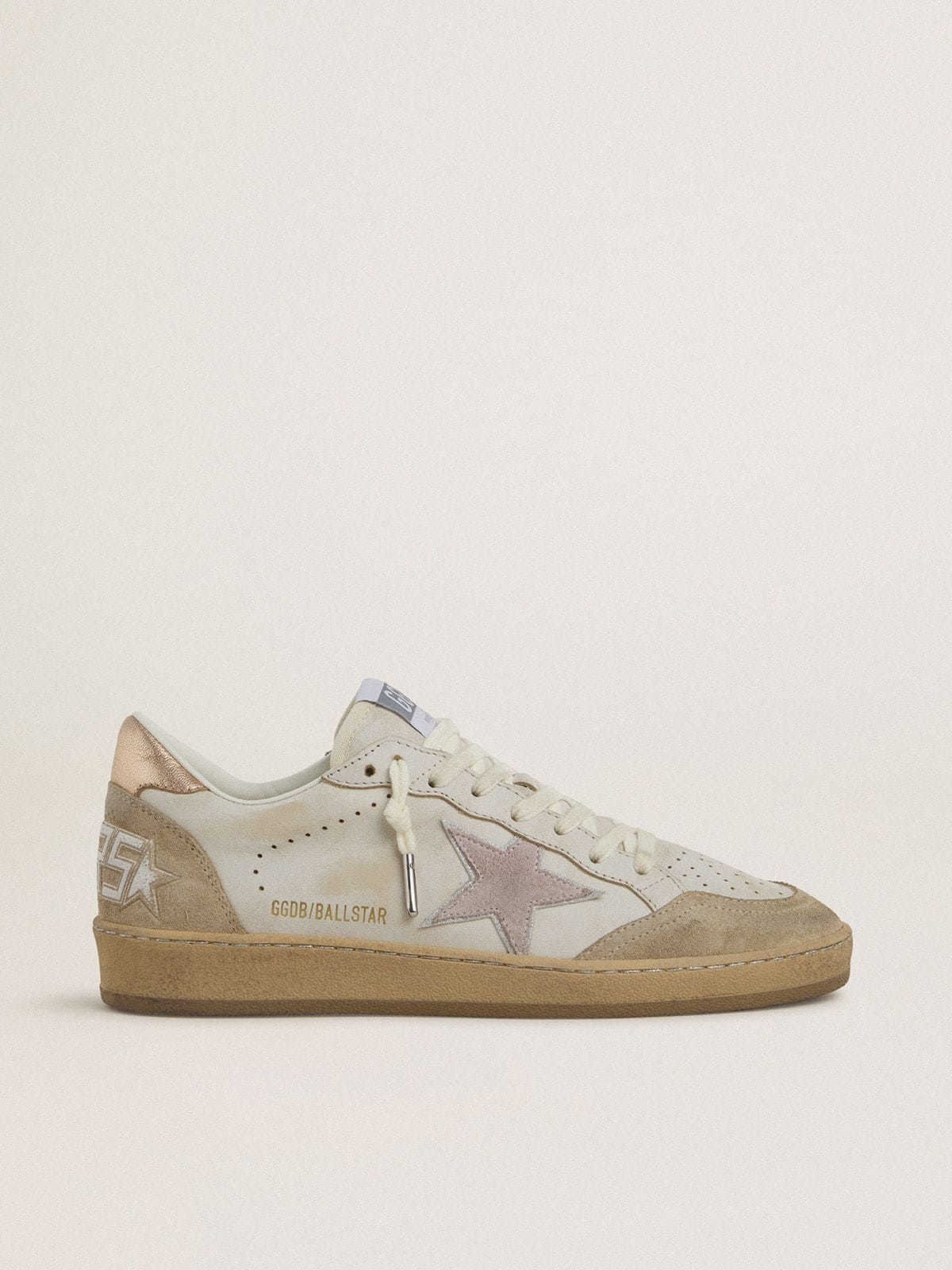 Golden Goose - Ball Star with pink suede star and silver glitter edges and rose gold heel tab  in 