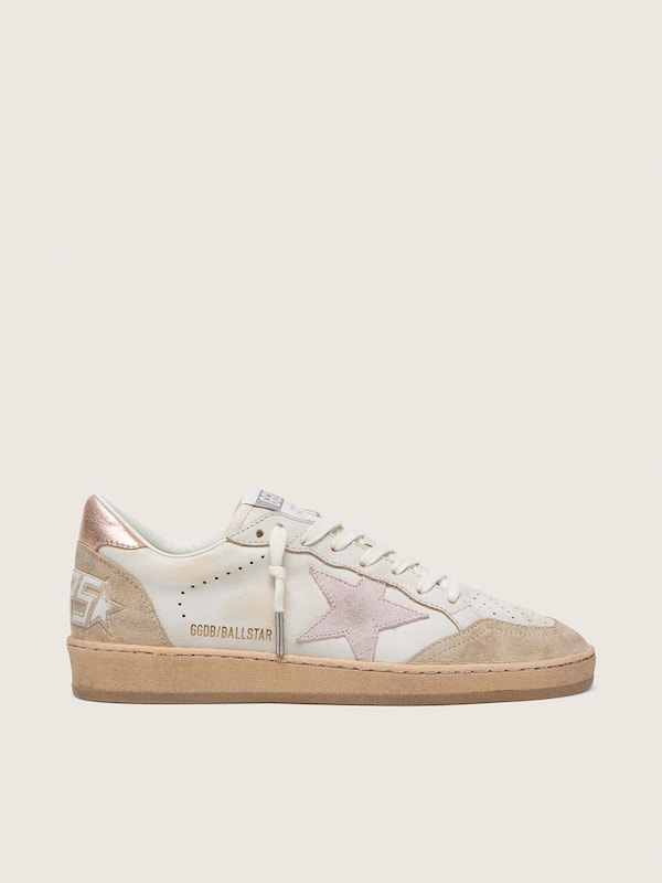 Golden Goose - Ball Star with pink suede star and silver glitter edges and rose gold heel tab in 