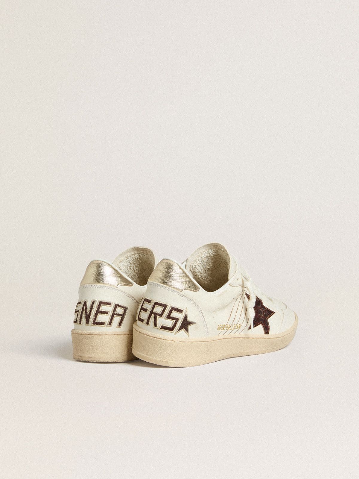 Golden Goose - Ball Star con stella in pelle con stampa cocco bordeaux e talloncino oro in 