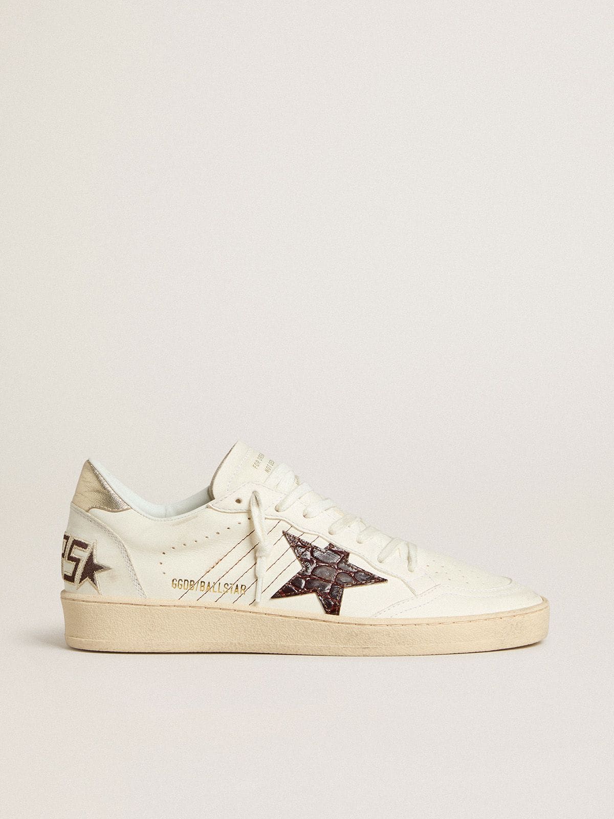 Golden Goose - Ball Star con stella in pelle con stampa cocco bordeaux e talloncino oro in 