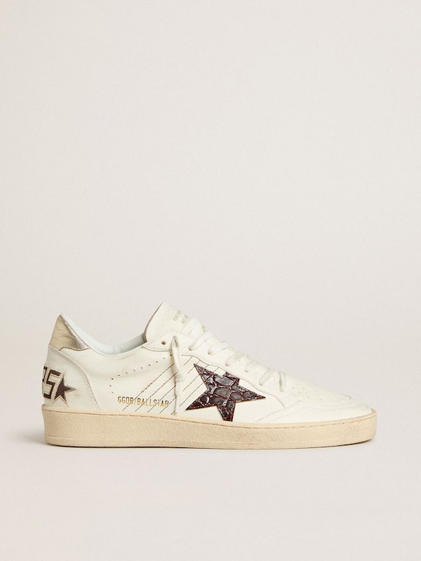 Golden Goose - Ball Star with burgundy croc-print leather star and gold heel tab in 