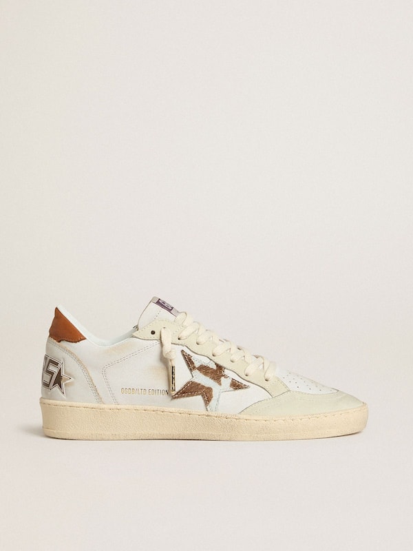 Golden Goose - Ball Star with animal-print pony skin star and tobacco leather heel tab in 
