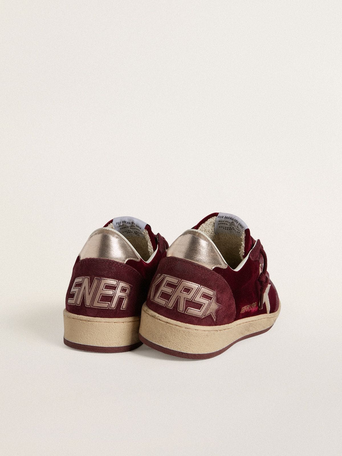 Golden Goose - Women's Ball Star in burgundy velvet with gold metallic leather star and heel tab in 