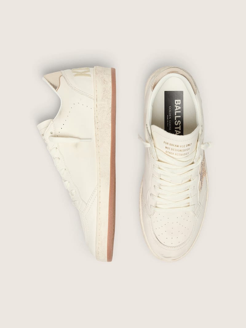 Golden Goose - Women&rsquo;s Ball Star in white leather with crystal star and metallic heel tab in 