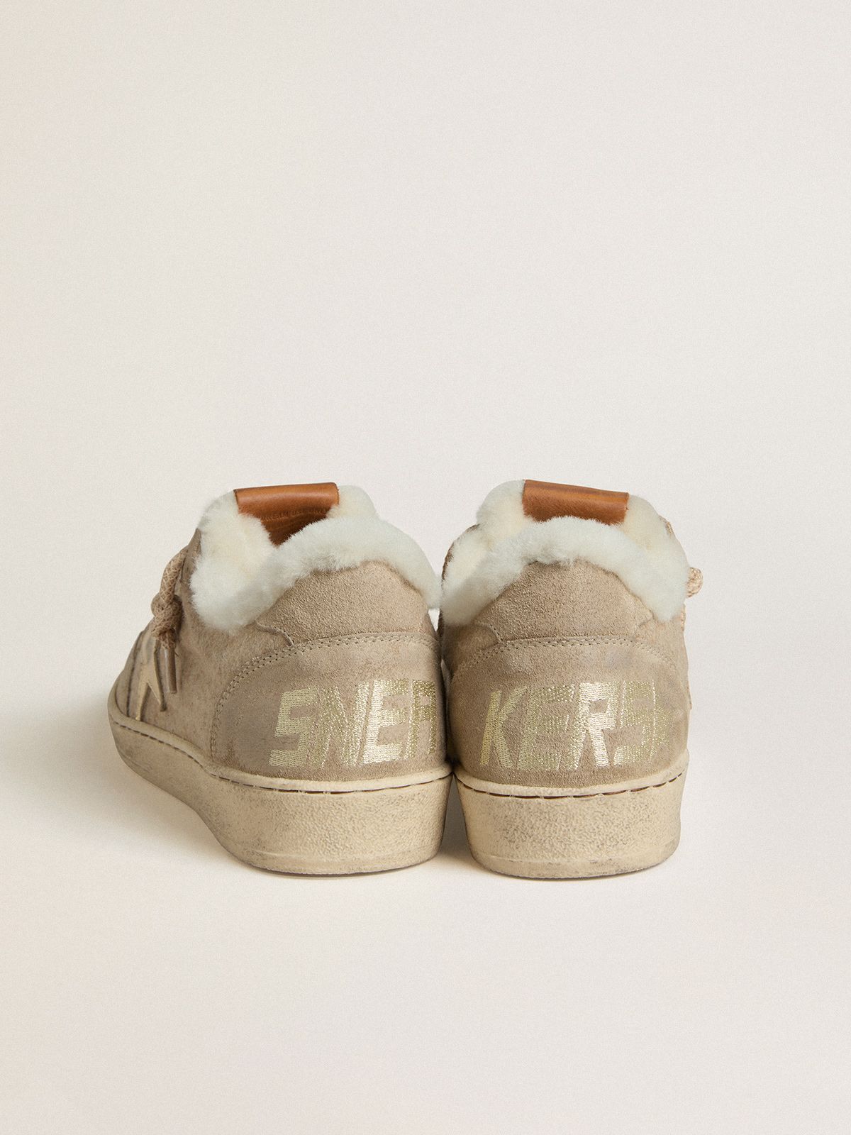 Golden Goose - Women's Ball Star in wool with gold leather star and white shearling lining in