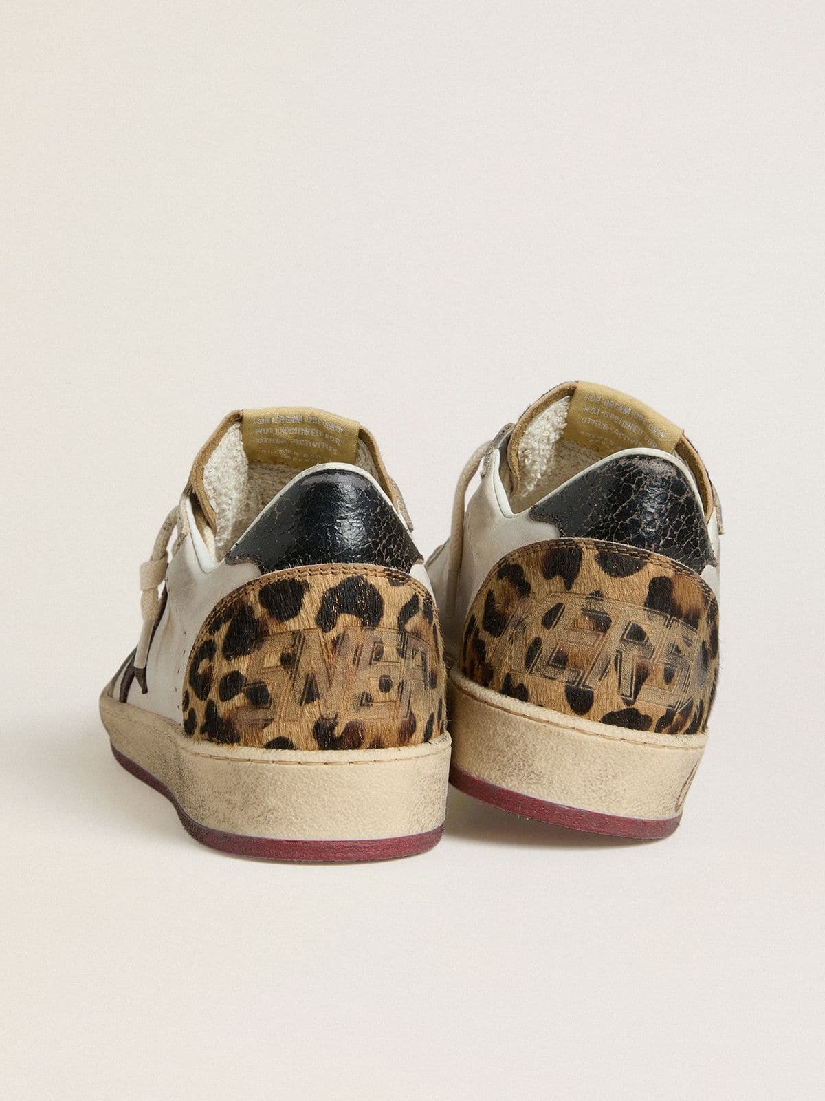 Golden Goose - Women's Ball Star with brown leather star and leopard-print pony skin tongue in 