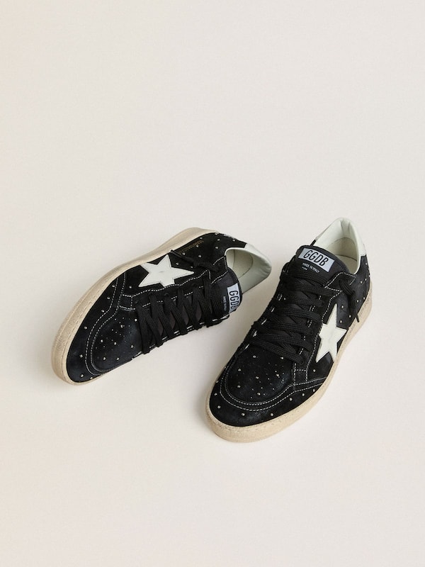 Women's Ball Star in black suede with studs and white leather star